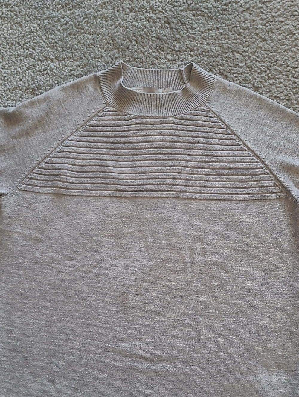 ASOS Light Grey Ribbed Panel Crew Neck Sweater - Picture 7 of 8